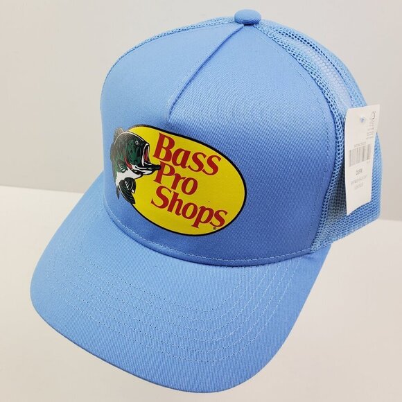 Bass Pro Shops Snapback Hat Mesh Logo Fishing Baby Blue NWT - Picture 1 of 12